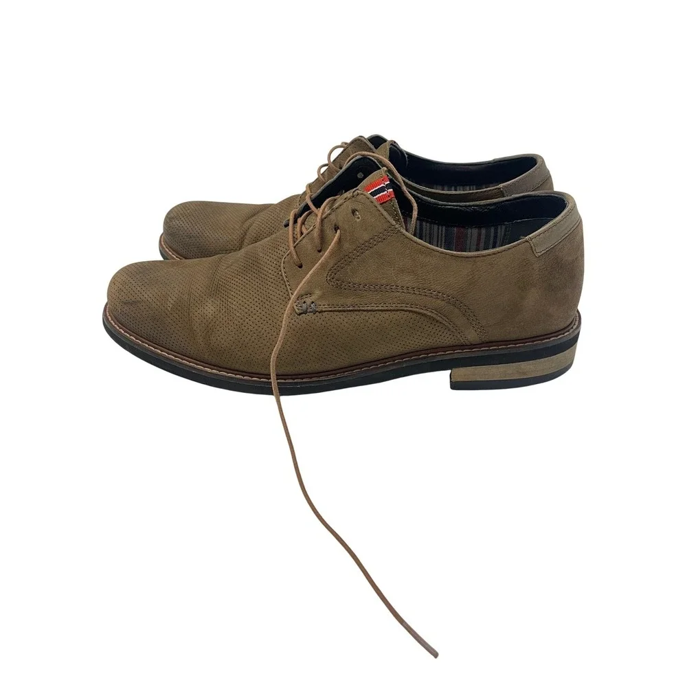Mens Brown Suede Perforated‎ Oxford Dress Shoes Lace Up Size 9.5 Medium